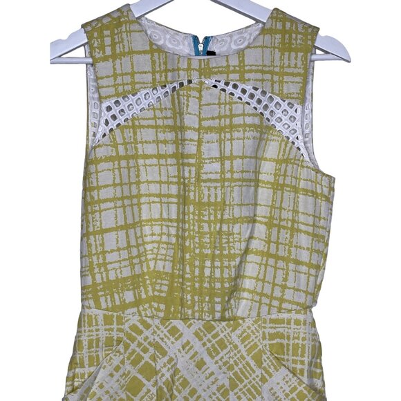 Walter Baker Women’s XS Yellow White Plaid Fit & Flare Sleeveless Dress - Picture 2 of 13